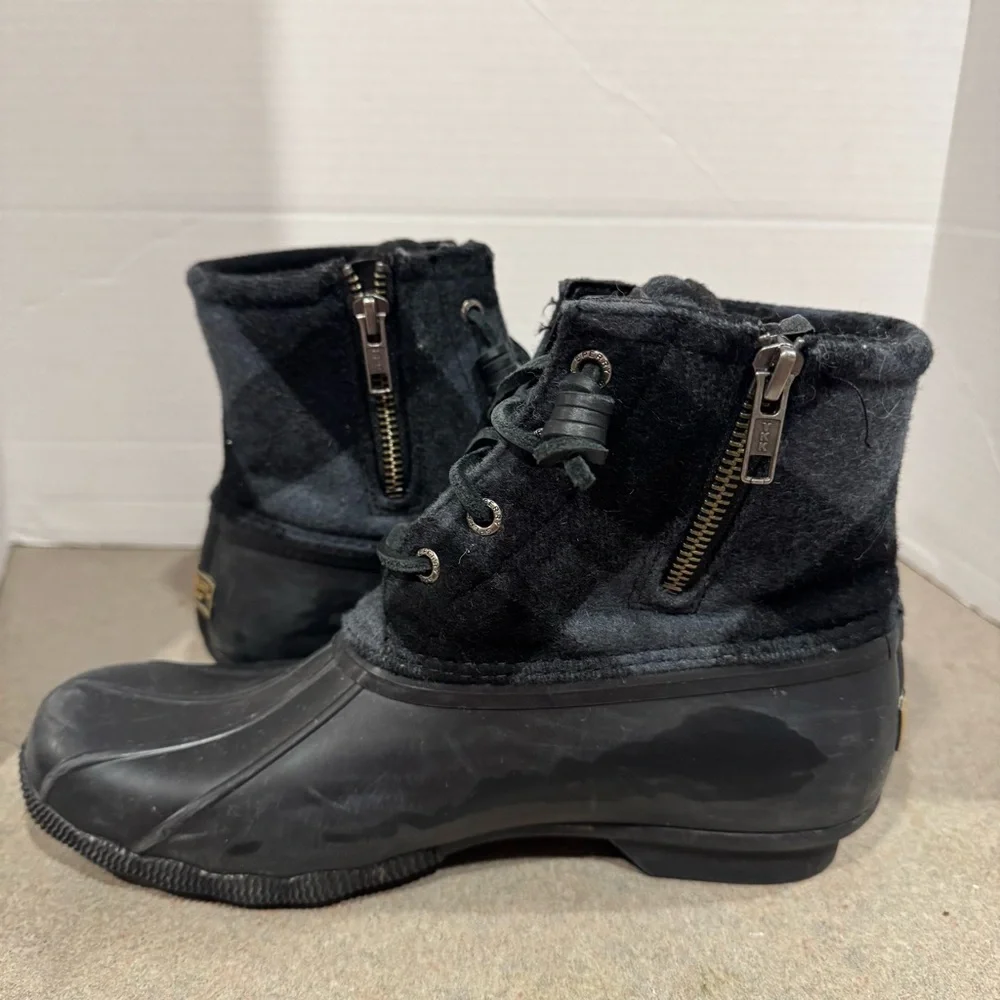 Sperry Top-Sider Saltwater Plaid Women’s Duck Boots Size 8 Waterproof Rain Boots